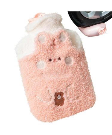 Appoo Fleece Warmbutel |Soft fleece plush water bag with wide openings |Cold Weather Fleece sleeve water bag water bottles for home school office pink