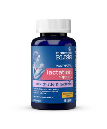 Mommy's Bliss Postnatal Lactation Support Contains Milk Thistle Shatavari and Lecithin 1 Bottle (60 Capsules)