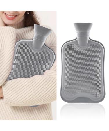 2L Hot Water Bottle Rubber Hot Compress and Cold Therapy for Headaches Cramps Muscles Pain Relief Injuries Hot Water Bag for Bed Gray Bottle( No Cover) 2L