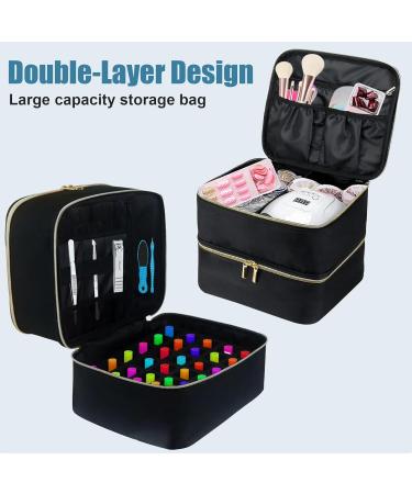 Movstriker Nail Polish Organiser Bag Double Layer Nail Varnish Storage Holds 30 Bottles and A Nail Lamp Traveling Nail Polish Storage Case Portable Nail Lipstick Beauty Tools Box(Black) - Buy Online on GoSupps.com