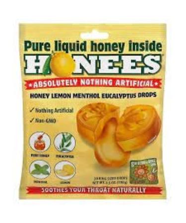 Honees Honey Lemon Cough Drops 20 Drops Each (Pack of 2)