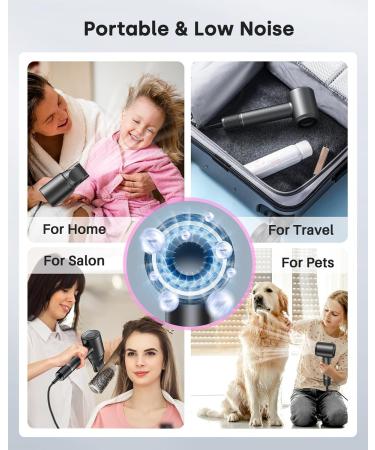 Bopcal Ionic Hair Dryer with Diffuser - Fast Drying High Speed Blow Dryer for Curly Hair | Professional Hair Dryer with 500 Million Ions - Ideal for Travel and Home Use - Black - Buy Online on GoSupps.com