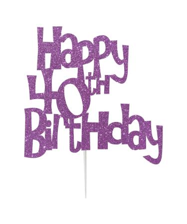 Happy 40th Birthday Cake Topper Decoration in Fun Style (Made in UK) - Light Purple