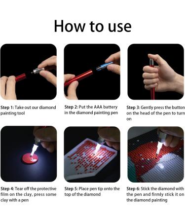 LED Diamond Painting Illumination Pen 2Pack - Art Lighted Pen for 5D Gem Jewel DIY Projects - Embroidery Tool for Adults and Kids - Buy Online on GoSupps.com