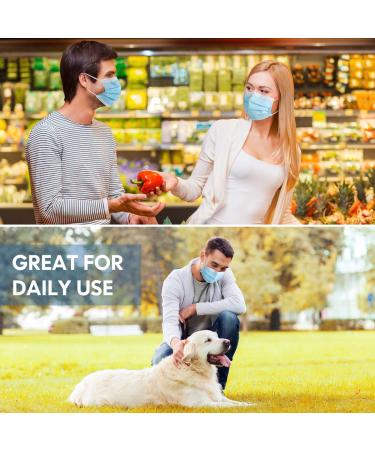 3-Ply Disposable Face Masks for Adults - Blue Ear Loop Masks with Nose Clip - 50 Pack - Buy Online on GoSupps.com