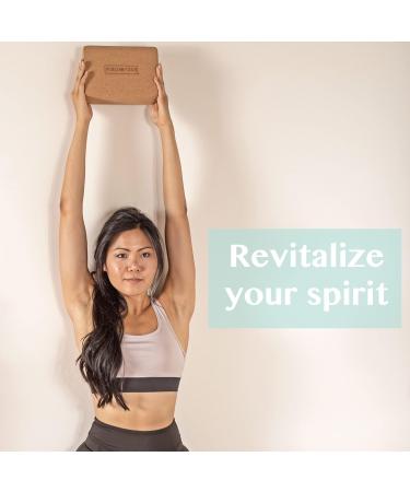 Cork Wood Yoga Blocks 2 Pack - Premium Lotus Design - 9 x 6 x 4 inches - Buy Online on GoSupps.com