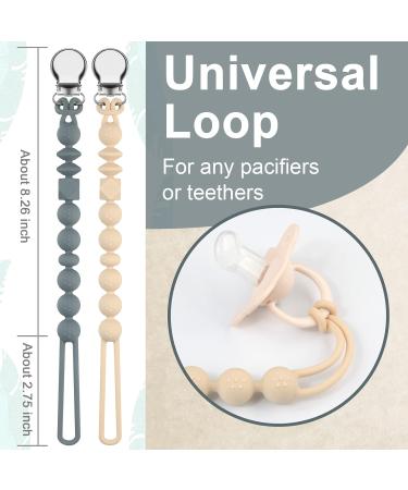 Silicone Soother Pacifier Chain for Teething Baby - Kowlone Dummy Clip | Unisex Newborn Dummies | Beige Dim Grey & Moss Green - Buy Online on GoSupps.com