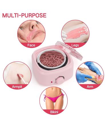 Portable Professional Wax Warmer for Hair Removal - 500ML Pink Waxing Kit for Women Home Use - Buy Online on GoSupps.com