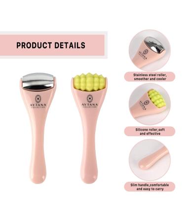 AYTANA Mini Cooling Face & Ice Roller Set | Soothing Pink Facial Tools for Puffy Eyes & Relaxing Massage | Skincare Essential with Pouch - Buy Online on GoSupps.com