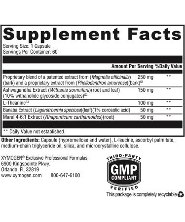 XYMOGEN Cortisolv - Natural Stress Buster with Banaba Leaf Extract & Ashwagandha - 60 Caps - Buy Online on GoSupps.com