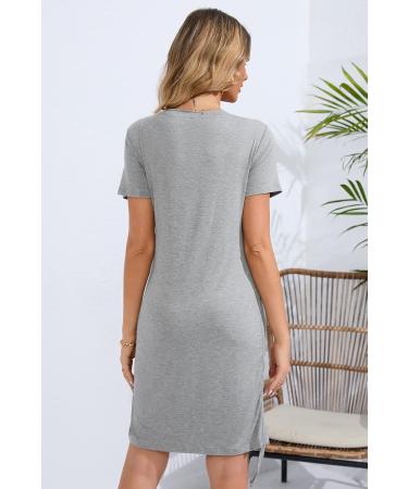 Sosolism Maternity Nursing Dress - 4 in 1, Short Sleeve, Side Drawstring Top - Light Grey (Size L) - Buy Online on GoSupps.com