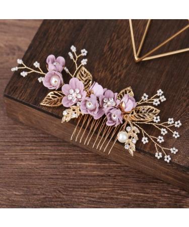 Toyvian Purple Bridal Hair Comb Clip Set - Handmade Wedding Accessories with Rhinestones for Brides and Bridesmaids - Buy Online on GoSupps.com
