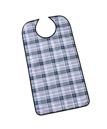 HACLEN Adult Bib for Women Men Plaid Pattern Feeding Bibs with Crumb Catcher Clothing Protectors with Snap Washable 1