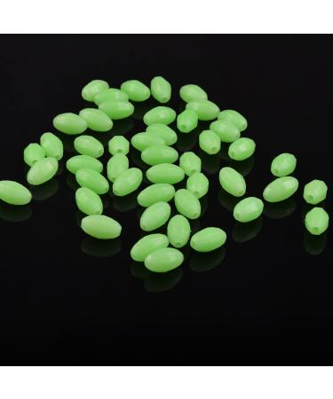 JOGFFDE 100PCS Glow Beads Fishing Lures Hard Plastic Luminous Fishing Beads Oval Eggs Fishing Jigging Tackles 10x18mm Glow in The Dark Fishing Lures Green-100pcs