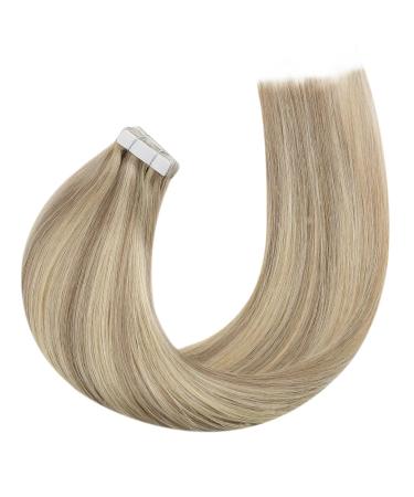 Moresoo 40 cm Real Hair Extensions - Seamless Tape-In Remy Hair Gold Blonde & Medium Blonde 20 Pieces/50g #16/24 - Best Quality Hair Extensions Online - Buy Online on GoSupps.com