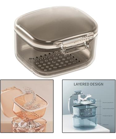 Denture Case with Strainer Basket - Black Dentures Bath Box for Safe Storage | International Shipping Available - Buy Online on GoSupps.com