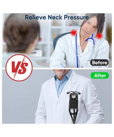 Premium PU Leather Stethoscope Holder Clip - Magnetic Lightweight Holster for Physicians Nurses & EMTs - Fits 3M Littmann & Most Stethoscopes - Black - Buy Online on GoSupps.com
