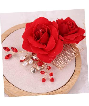 Housoutil 1pc Teasing Combs for Women Hair Clips Classic Hair Comb Hair Accessories for Women Wedding Barrettes for Women Wedding Hair Clip Bridal The Flowers Flower Head Miss Red - Buy Online on GoSupps.com