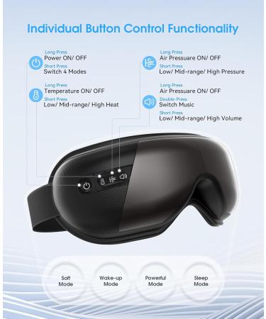 MUSICOZY Eye Massager with Heat & Vibration | Bluetooth Music Relaxation Mask for Migraines & Eye Strain | Best Gift for Women (Black - Buy Online on GoSupps.com