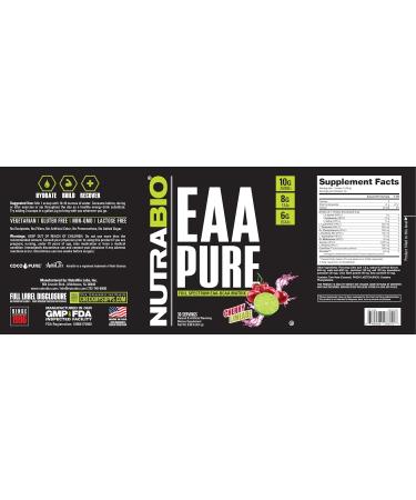 NutraBio EAA Pure - 9 Essential Amino Acids for Muscle Recovery & Repair | 30 Servings Cherry Limeade | Pre & Post Workout Supplement - Buy Online on GoSupps.com