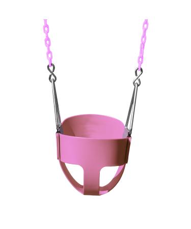 Gorilla Playsets 04-0008-PK/PK Full Bucket Toddler Swing, Pink Bucket, Pink 60" Plastic Coated Chains, 50 lb Capacity Pink Toddler Swing