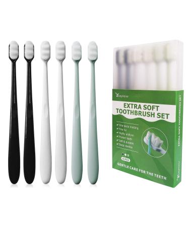 EasyHonor Extra Soft Toothbrush for Sensitive Gums, Micro Fur Manual Toothbrush with 20000 Soft Floss Bristle for Pregnant Women, Elderly, Braces and Gum Recessions, Protect Fragile Gums (6 Pack) 6 packs(white bristles)