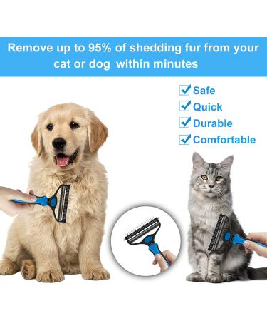 CGBE Double-Sided Undercoat Rake for Dogs & Cats - Shedding Comb and Dematting Tool - Large-Blue - Buy Online on GoSupps.com