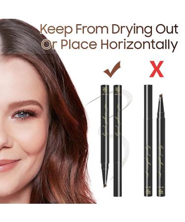 Microblading Waterproof Eyebrow Pen - Long-Lasting Liquid Brow Pencil for Natural Eye Makeup | Smudgeproof & All Day Stay (Light Brown) - Buy Online on GoSupps.com