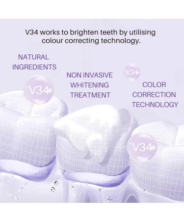 V34 Toothpaste - Teeth Whitening Mousse for Brightening & Neutralizing Yellow Tones - 50ml | International Shipping Available - Buy Online on GoSupps.com