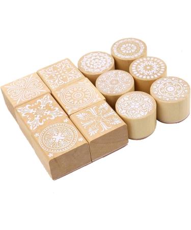 Fciqven 12Pcs Floral Pattern Wooden Rubber Stamps - Perfect for Scrapbooking and DIY Craft Cards - Buy Online on GoSupps.com