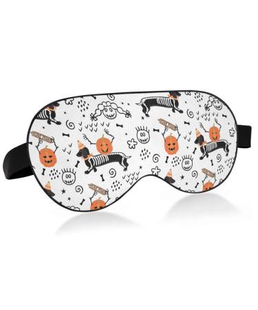 Sleep Mask Light Blocking Dog Dachshund in Skeleton Eye Mask for Sleeping with Adjustable Strap Pumpkins Lightweight Eye Covers for Sleeping for Men Women Work Travel Naps Color 3