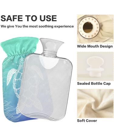 Turtle Sea Hot Water Bottle 1L - Pain Relief for Headaches Back Pain & Cold Hands/Feet - Cozy Cover Included - Buy Online on GoSupps.com