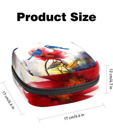 Menstrual Pad Bag with Zipper | Stylish Tampon Collection Pouch for Women & Girls | Birds & Poppies Design - Buy Online on GoSupps.com