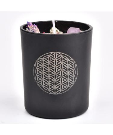 Crystal Scented Candle - Engraved Flower of Life Aromatherapy for Meditation & Home Decor | Perfect Gift - Buy Online on GoSupps.com