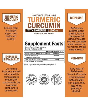 Turmeric Curcumin with Black Pepper Extract 1500mg Complex (1 Month Supply) Plus High Absorption Magnesium Bisglycinate Capsules (2 Month Supply) - Buy Online on GoSupps.com