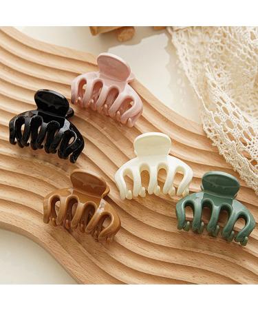 Ahoney 5 Pack Hair Claw Clips for Thin Hair Clips for Women 2.6 Inch Small Hair Clips Medium Claw Clips Acyclic Banana Hair Clips Hair Accessorie Colorful Arcylic