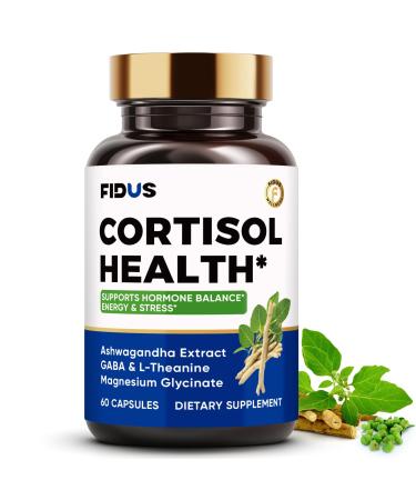 Fidus Premium Cortisol Support for Women Ashwagandha Rhodiola Holy Basil & L-Theanine for Focus Calm & Sleep Non-GMO Vegan 60 Capsules