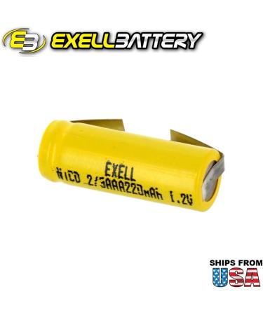Exell 2/3AAA NiCD Rechargeable Battery 220mAh 1.2V Flat Top with Tabs - International Shipping Available - Buy Online on GoSupps.com