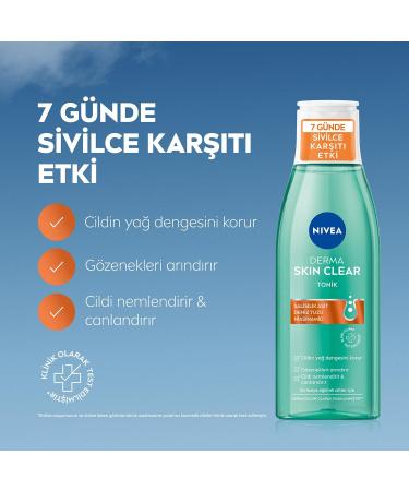 NIVEA Derma Skin Clear Clarifying Facial Toner for Imperfection-Prone Skin 200 ml Lightweight Daily Toner with Niacinamide and Salicylic Acid Helps Refresh Balance and Prepare Skin - Buy Online on GoSupps.com