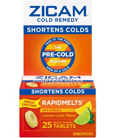 Zicam Cold Remedy Zinc Rapidmelts Lemon-Lime with Echinacea 25 Count - Fast Relief for Colds | Pack of 1 - Buy Online on GoSupps.com