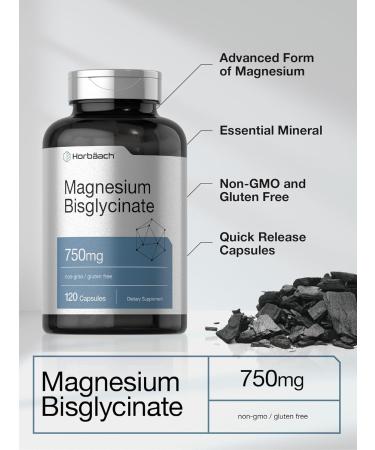 Horb ach Magnesium Bisglycinate | 120 Capsules | 750mg | Non-GMO and Gluten Free Supplement - Buy Online on GoSupps.com