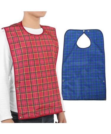 Adult Bibs 2 Pack Waterproof Apron Set for Men Women for Eating with Adjustable Strap Washable Reusable Large Terry Cloth for Elderly Seniors and Disabled Extra Long Clothing Protector