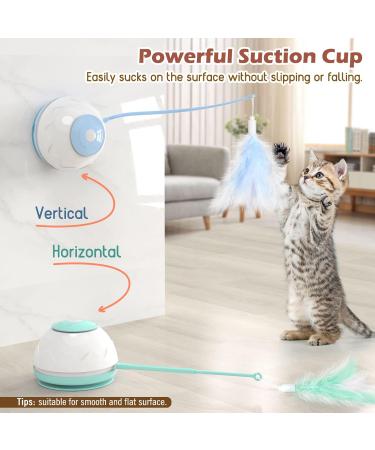 Pawaboo 2 in 1 Electric Cat Toys USB Rechargeable Automatic Cat Exercise Teaser Toy with 3pcs Replacement Indoor Interactive Cat Toy Pop and Play Feather Teaser Wand Toy for Cat Kitten Kitty Green - Buy Online on GoSupps.com