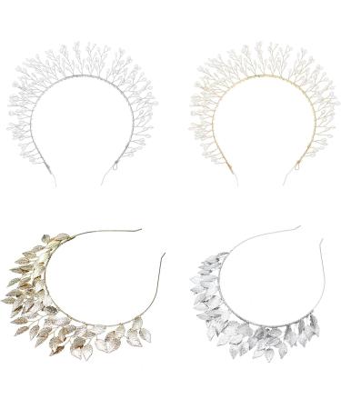 amangul Bridal Leaf Crowns Headband Bridal Pearls Tiaras Headpiece for Wedding Prom Festival Bridesmaid Hair Accessory(Leaf Silver) - Buy Online on GoSupps.com