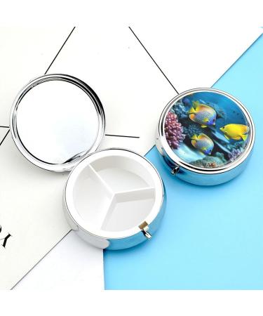 Travel Pill Box with 3 Compartments - Tropical Fish Design | Portable Medicine Organizer for Purse & Pocket - Buy Online on GoSupps.com