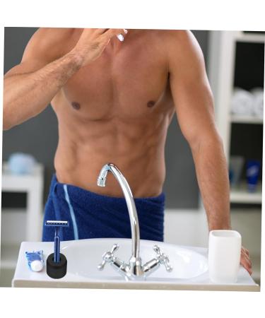 JECOMPRIS Razor & Brush Stand | Metal Razor Holder for Manual Shavers | Practical Black Toothbrush Base | 3.8x3.3cm - Buy Online on GoSupps.com