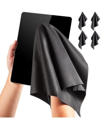 Computer Cleaning Cloth Microfiber Big Camera Lens Glasses Cleaner TV Laptop Pad Tablet Phone Electronics Screen Wipes (15x18, Black 4 Pack) 15x18 Black 4 Pack
