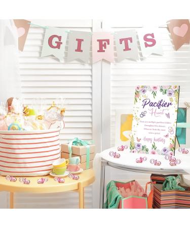 Purpeak 51 Pcs Butterfly Baby Shower Games Set with 50 Acrylic Mini Pacifiers - Perfect for Girl Baby Gender Reveal Party - Buy Online on GoSupps.com