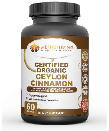 Ceylon Cinnamon 1000mg, Certified Organic, Supports Healthy Blood Sugar Levels, Antioxidant Support, Joint Support, Anti-Inflammatory Support - 60 Tablets