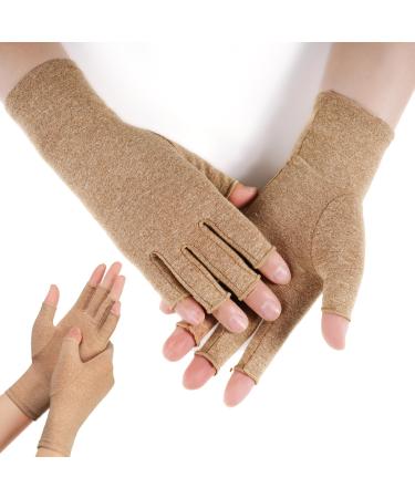 2 Pairs Arthritis Compression Gloves - Compression Gloves for Women and Men for Arthritis and Carpal Tunnel Pain Offers Comfort and Support Typing and Daily Work(M-Brown) Medium